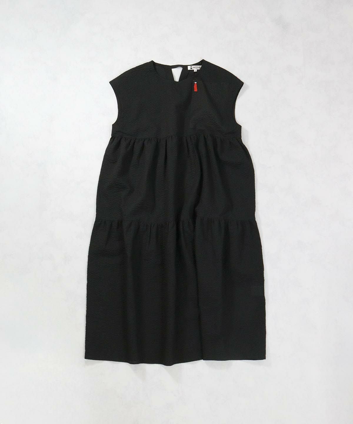 コットン100％ティアードワンピース（ブラック）