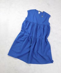 コットン100％ティアードワンピース（ブルー）