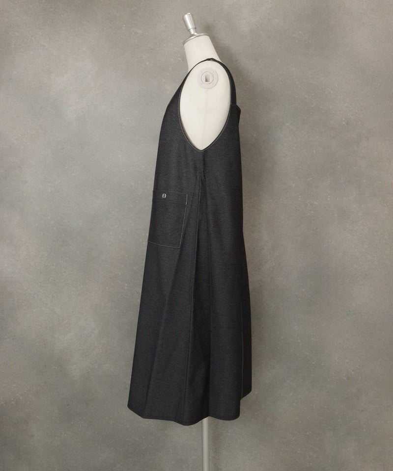 デニムライクジャンパースカート(ブラック)横