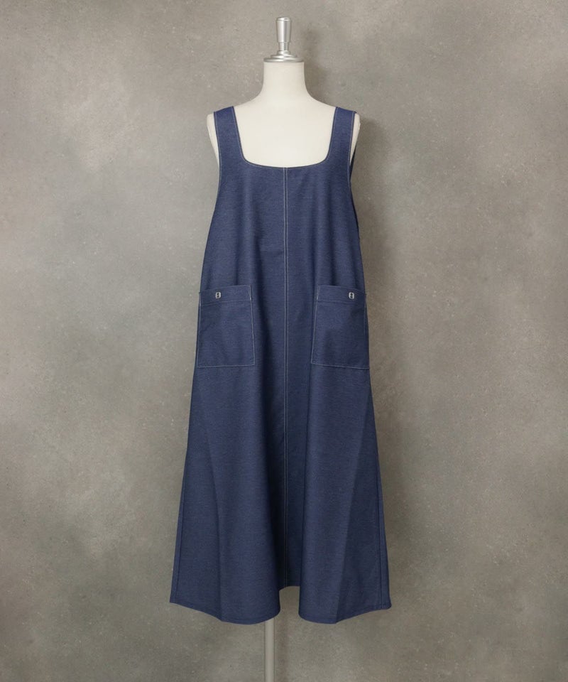 デニムライクジャンパースカート(ネイビー)