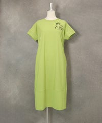 バックベルト刺繍ワンピース(ライトグリーン)