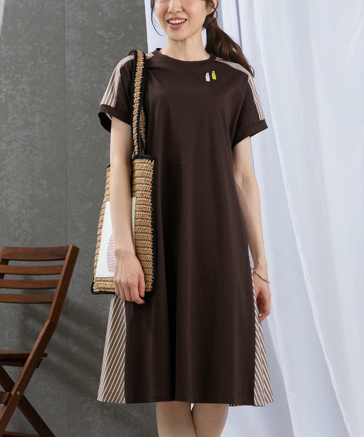 ストライプ切替フレアワンピース|スタジオピッコーネ-アウトレット