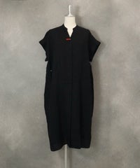 ビーズ刺繍リネンワンピース（ブラック）