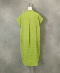 ビーズ刺繍リネンワンピース後（ライトグリーン）