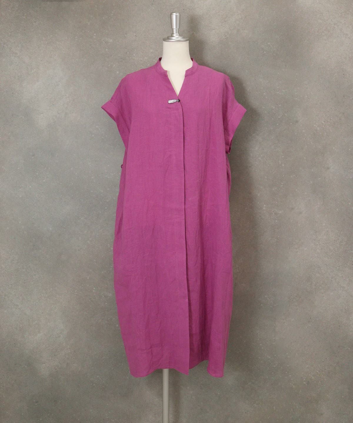 ビーズ刺繍リネンワンピース（パープル）