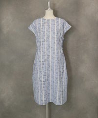 ストライプ総柄ワンピース(ブルー)