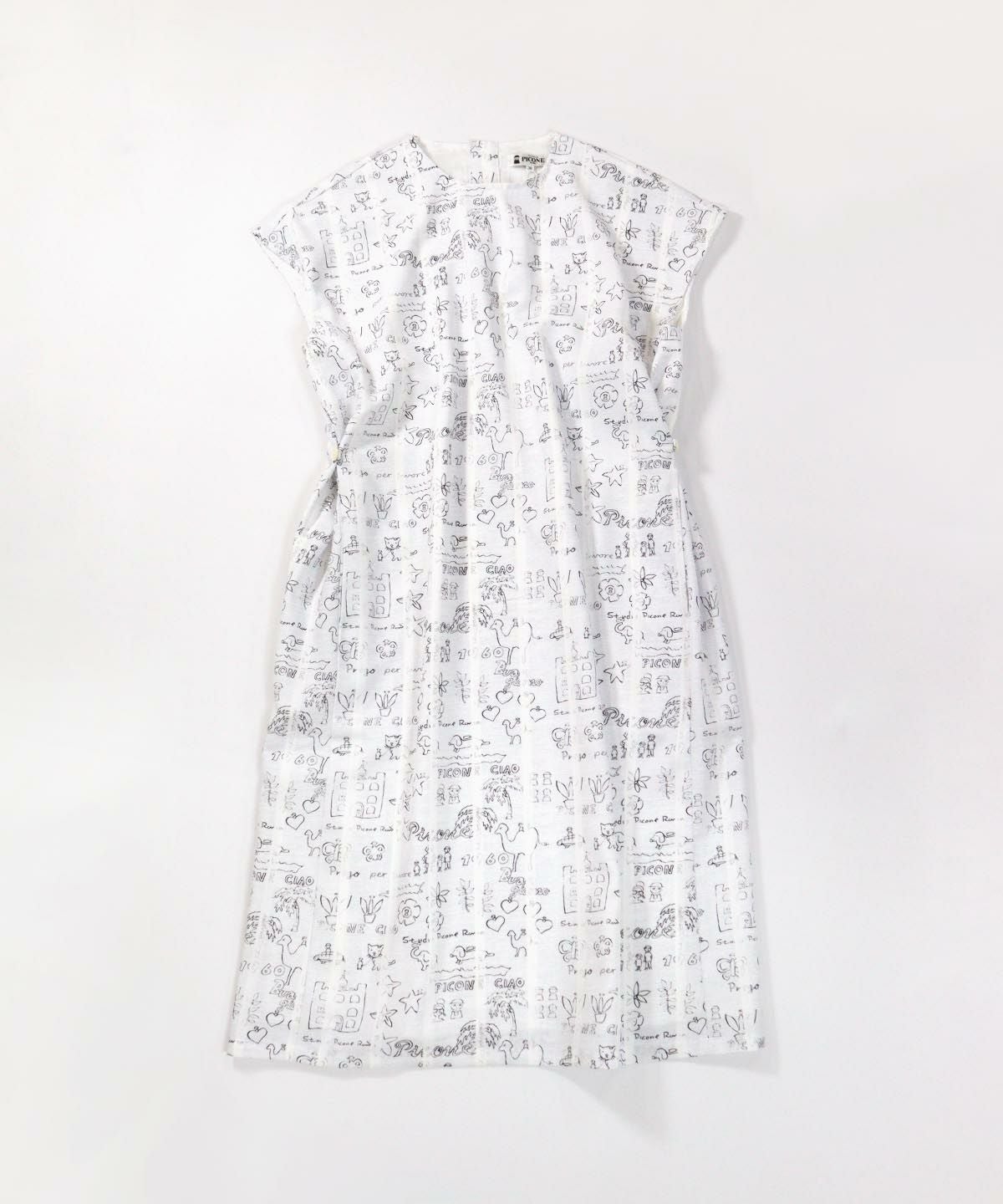 ストライプ総柄ワンピース(ライトグレー)