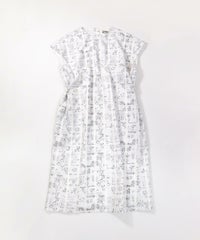 ストライプ総柄ワンピース(ライトグレー)