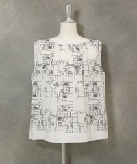 ギャザーネックノースリトップス（ホワイト）