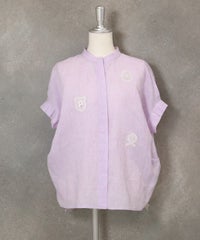 リネン刺繍ブラウス（ライトパープル）