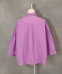 麻100％エンブロイダリーブラウス後(パープル)