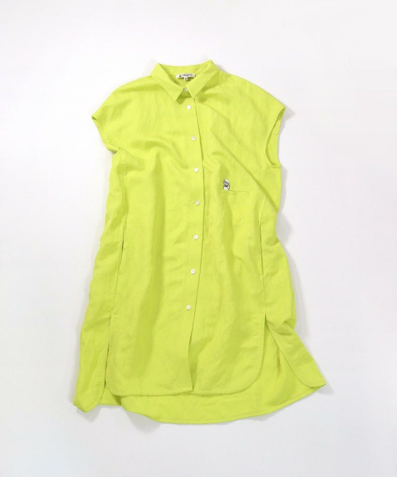 麻混冷感ロングブラウス（イエロー）