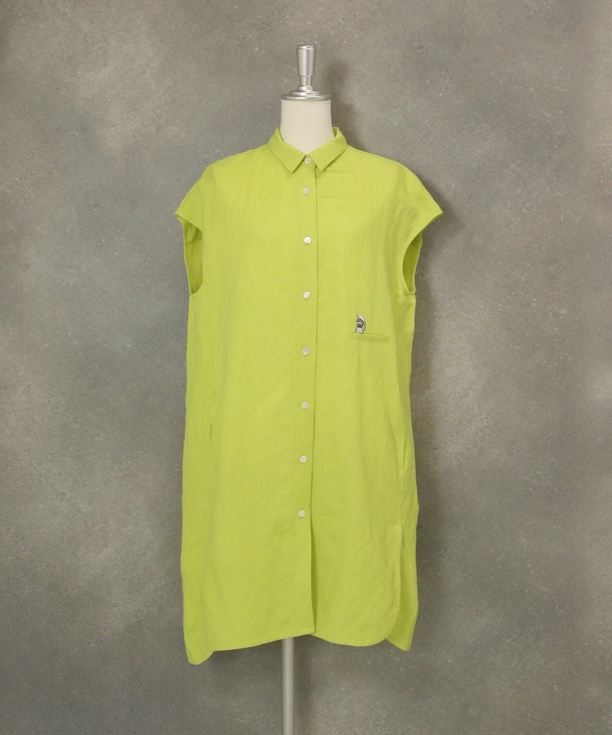 麻混冷感ロングブラウス(イエロー）