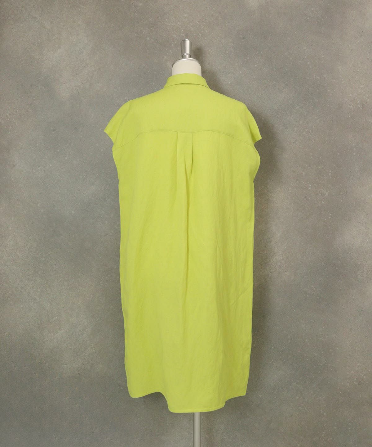 麻混冷感ロングブラウス後(イエロー）