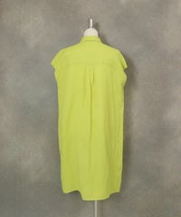 麻混冷感ロングブラウス後(イエロー）