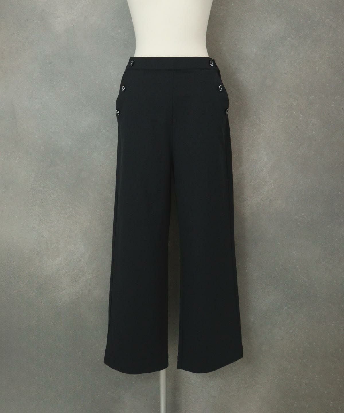 UV冷感綿麻混パンツ（ブラック）