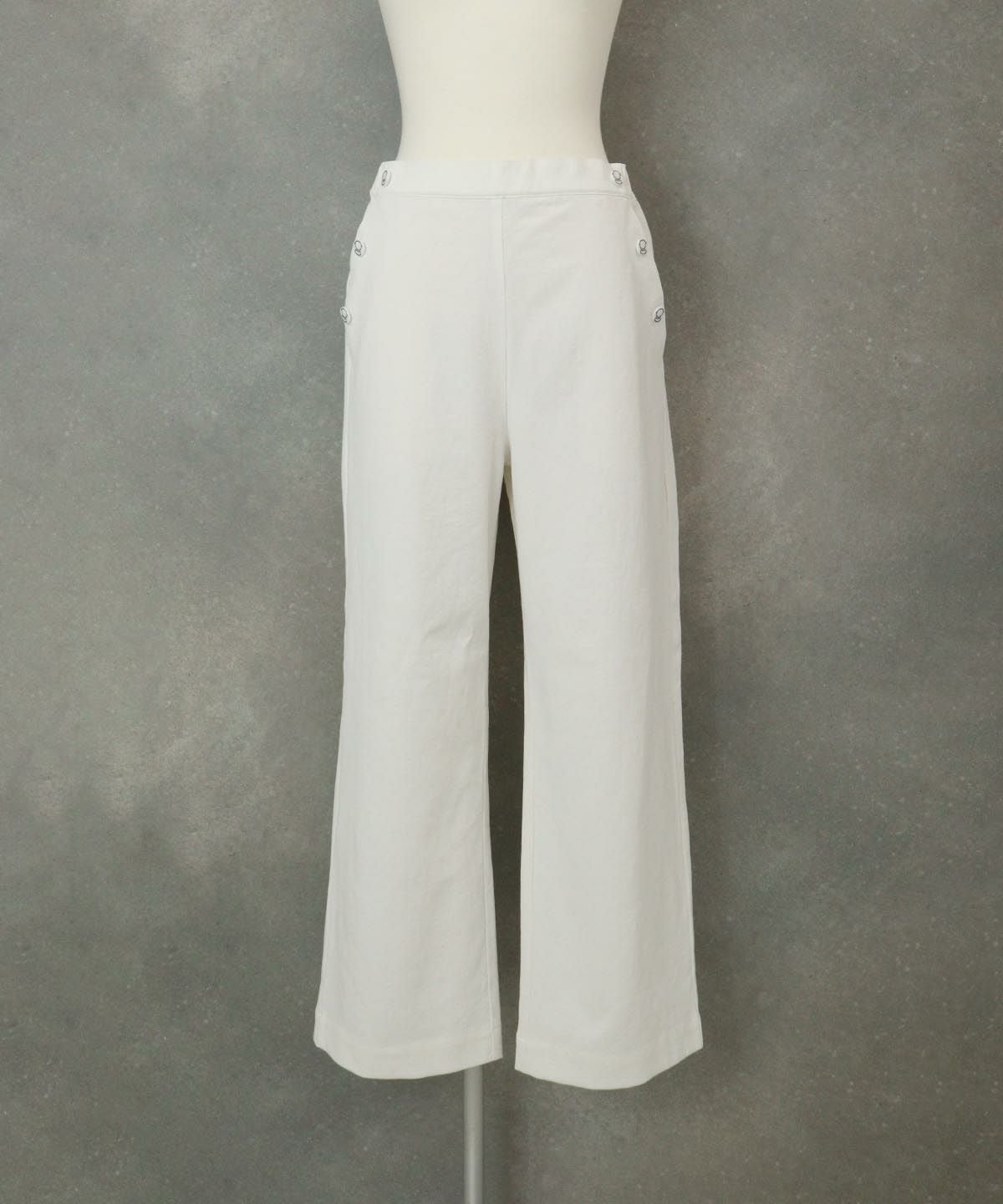 UV冷感綿麻混パンツ（ホワイト）