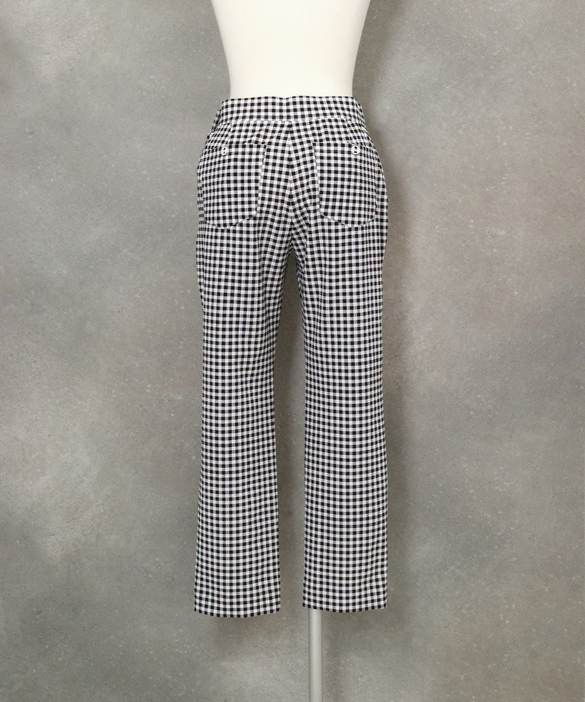 ギンガムチェック柄パンツ後(ブラック)