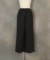 麻混冷感ワイドパンツ(ブラック)