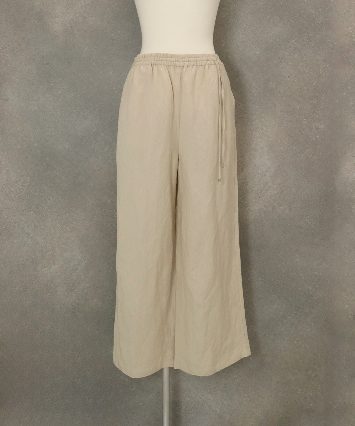 麻混冷感ワイドパンツ(ベージュ)