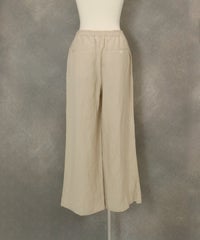 麻混冷感ワイドパンツ(ベージュ)後ろ