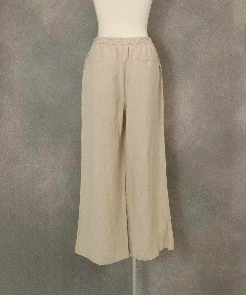麻混冷感ワイドパンツ(ベージュ)後ろ