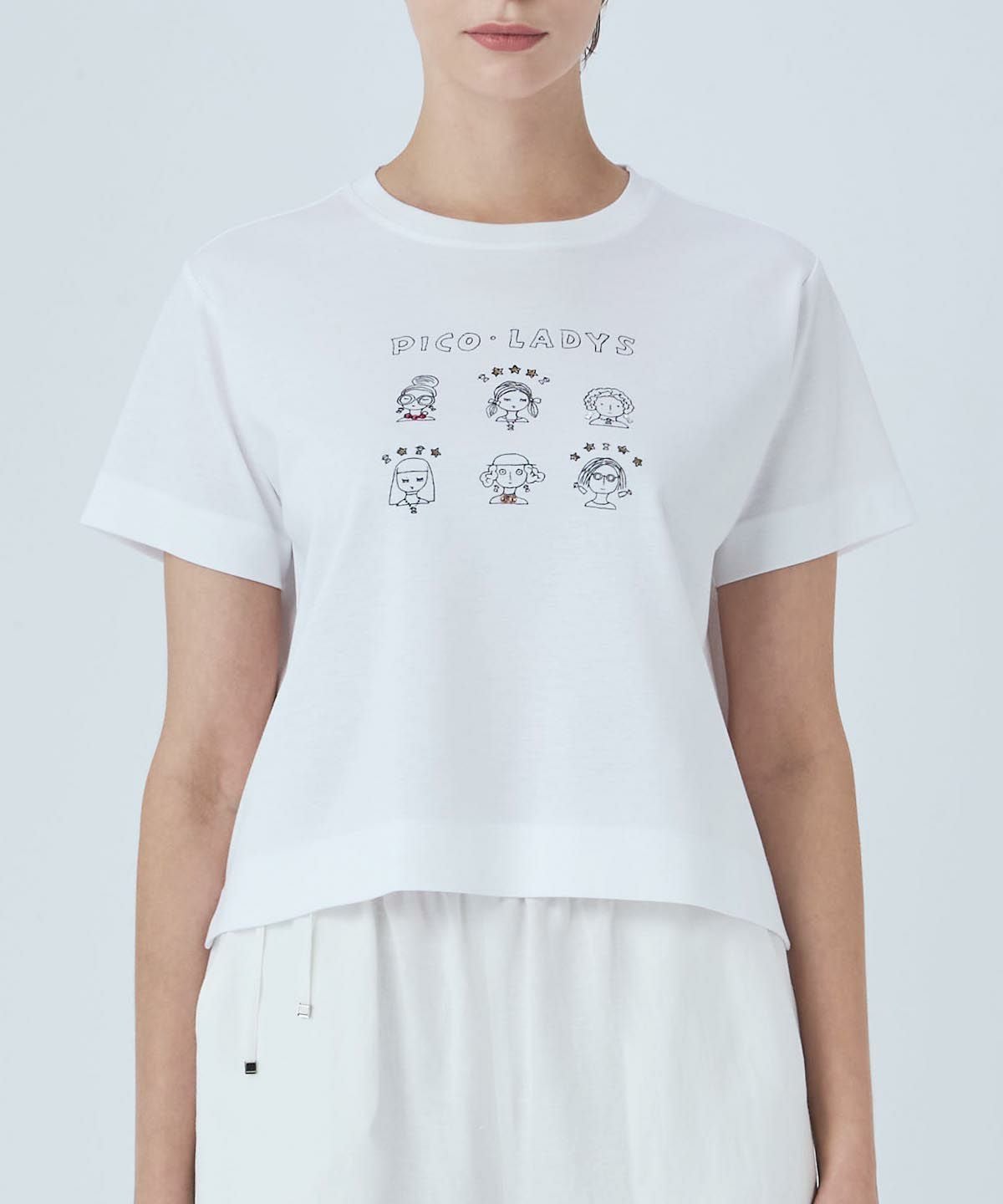 【美品】 PICONIE ピッコーネ 手描きイラストパンツ 38 ホワイト PICO LADYS