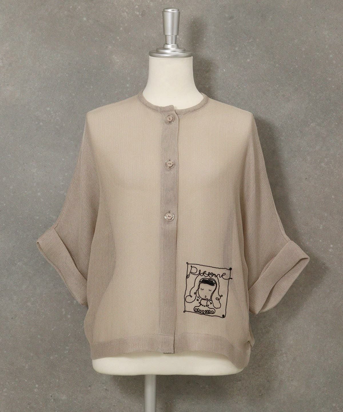 シアー5分袖カーディガン(ベージュ)