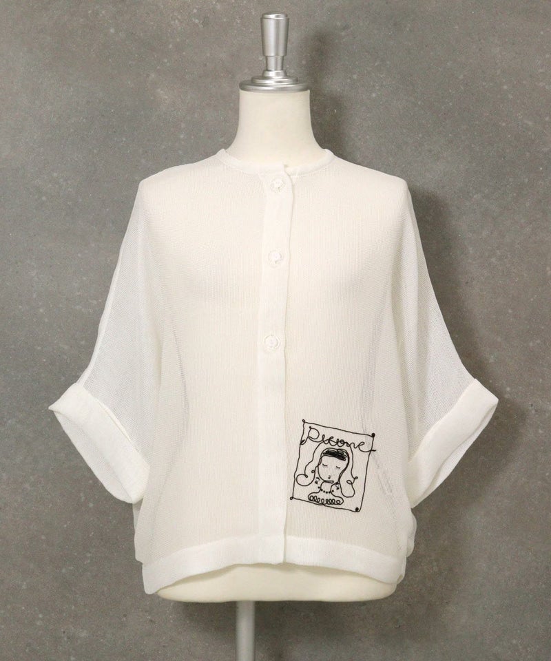 シアー5分袖カーディガン(ホワイト)