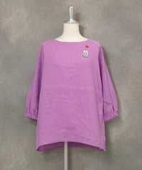 刺繍ワッペン麻100％チュニック(パープル)