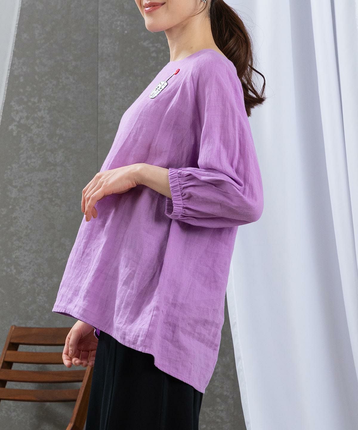 麻100％刺繍ワッペンチュニック|スタジオピッコーネ-アウトレット