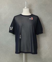 シアー素材半袖プルオーバー（ネイビー）