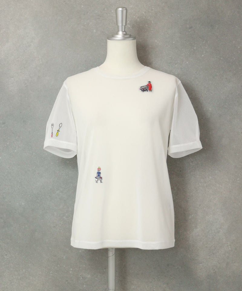 シアー素材半袖プルオーバー（ホワイト）