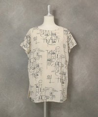 前後切替線画冷感プルオーバー(ベージュ）