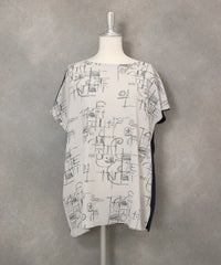 前後切替線画冷感プルオーバー(ライトグレー）