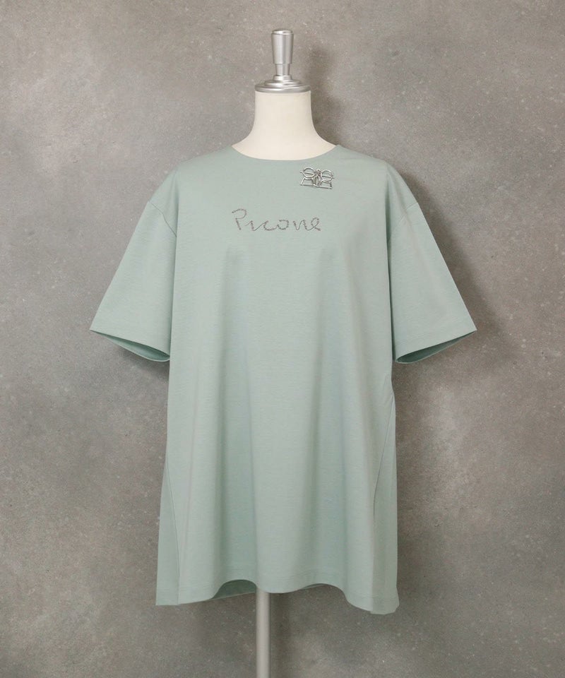 バックプリーツUV冷感Tシャツ(バックプリーツUV冷感チュニック(ライトグリーン)ライトパープル)後ろ