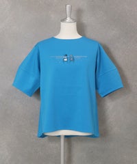 刺繍ストーンUV冷感Tシャツ(ブルー)