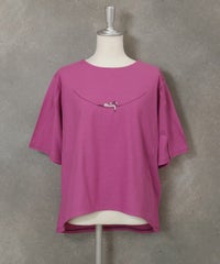スリット袖冷感刺繍Tシャツ(ピンク)