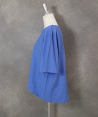 スリット袖冷感刺繍Tシャツ(ブルー)横