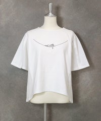 スリット袖冷感刺繍Tシャツ(ホワイト)