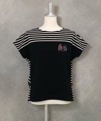 オーガニックコットンボーダー切替Tシャツ(ブラック)