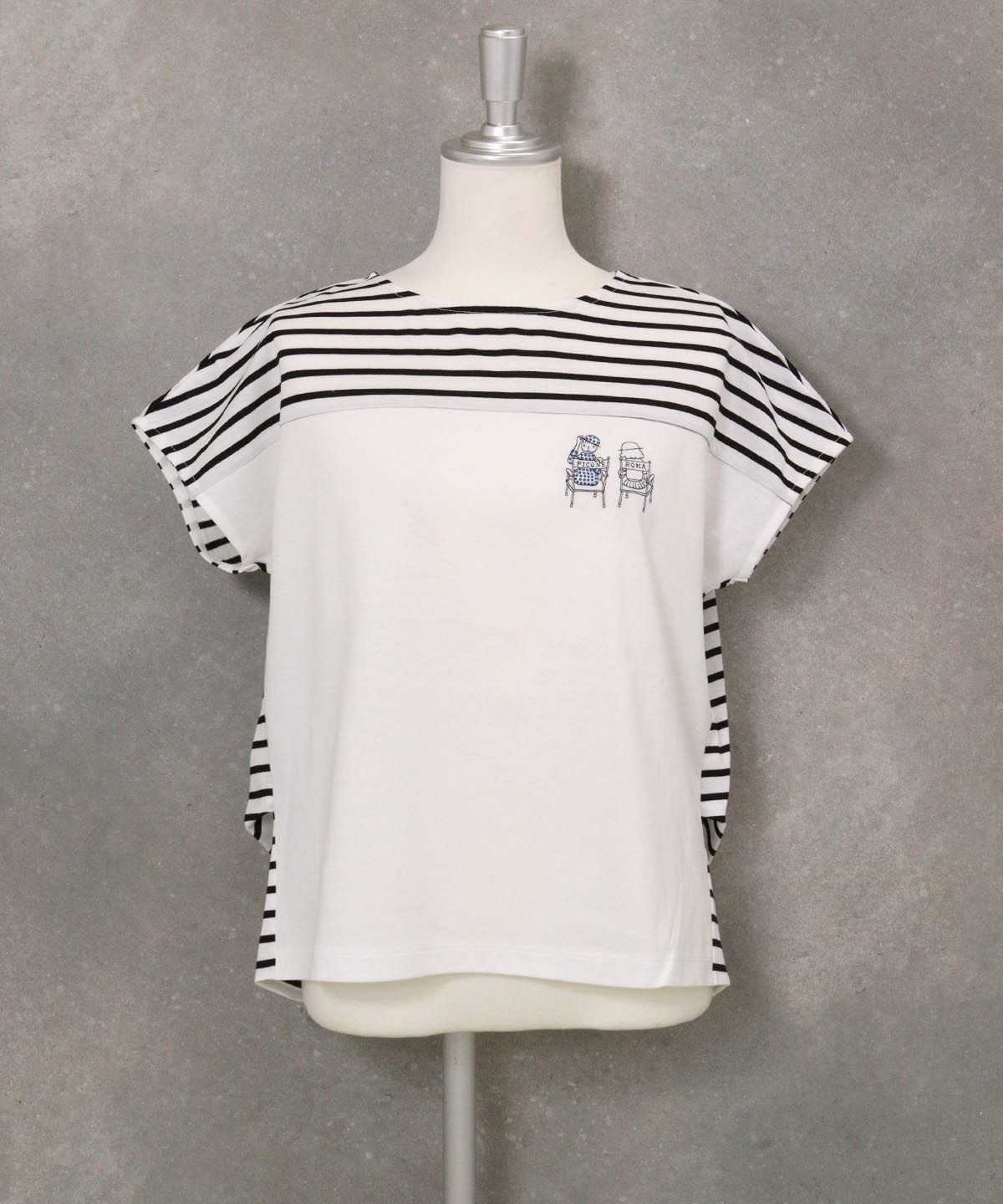 オーガニックコットンボーダー切替Tシャツ|スタジオピッコーネ