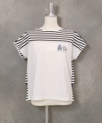 オーガニックコットンボーダー切替Tシャツ(ホワイト)