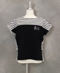 オーガニックコットンボーダー切替Tシャツ(ホワイト×ブラック)