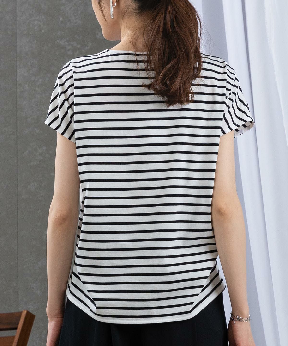 オーガニックコットンボーダー切替Tシャツ|スタジオピッコーネ