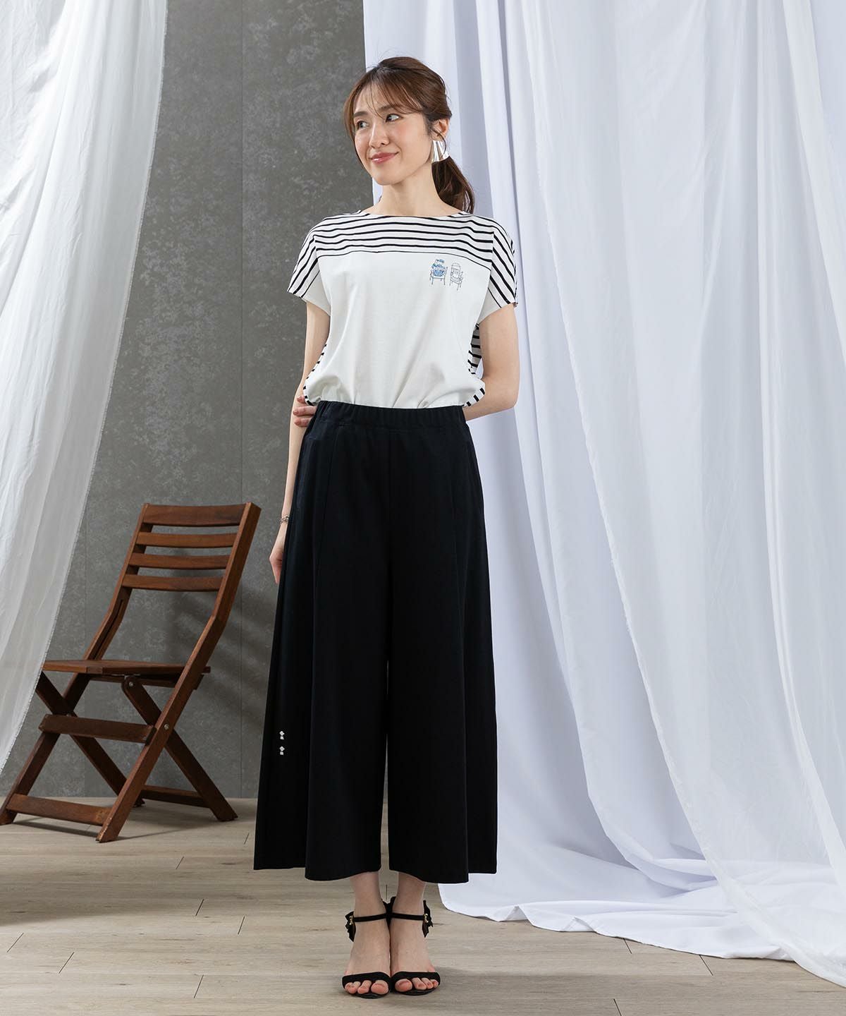 オーガニックコットンボーダー切替Tシャツ|スタジオピッコーネ