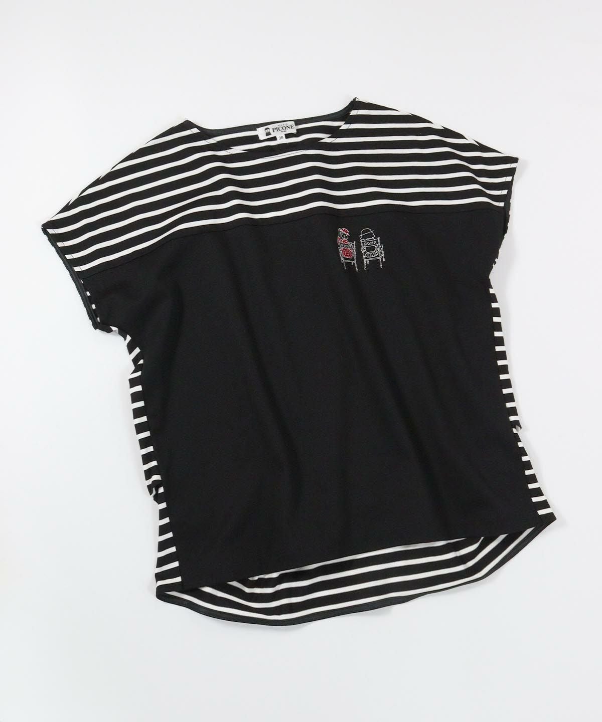 オーガニックコットンボーダー切替Tシャツ(ブラック)