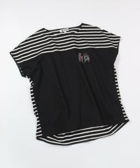 オーガニックコットンボーダー切替Tシャツ(ブラック)