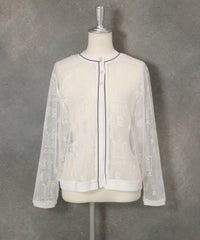 総柄チュールカーディガン(ホワイト)