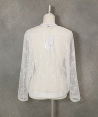 総柄チュールカーディガン後(ホワイト)